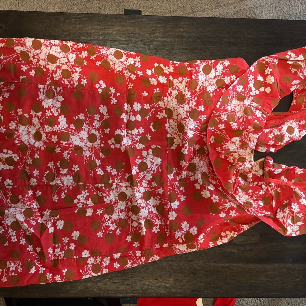 Floral Red and White Dress